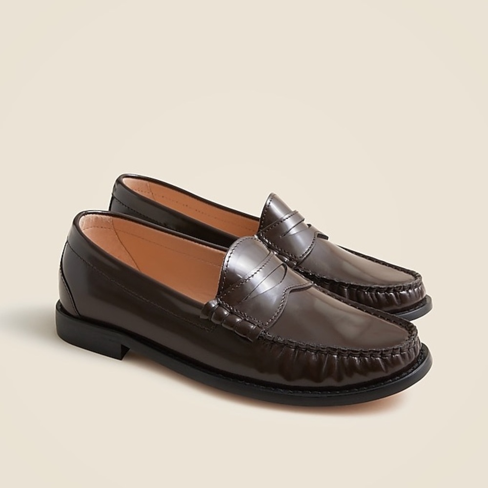 J Crew Used Winona Penny Loafers In Italian Spazzolato Leather Ch288